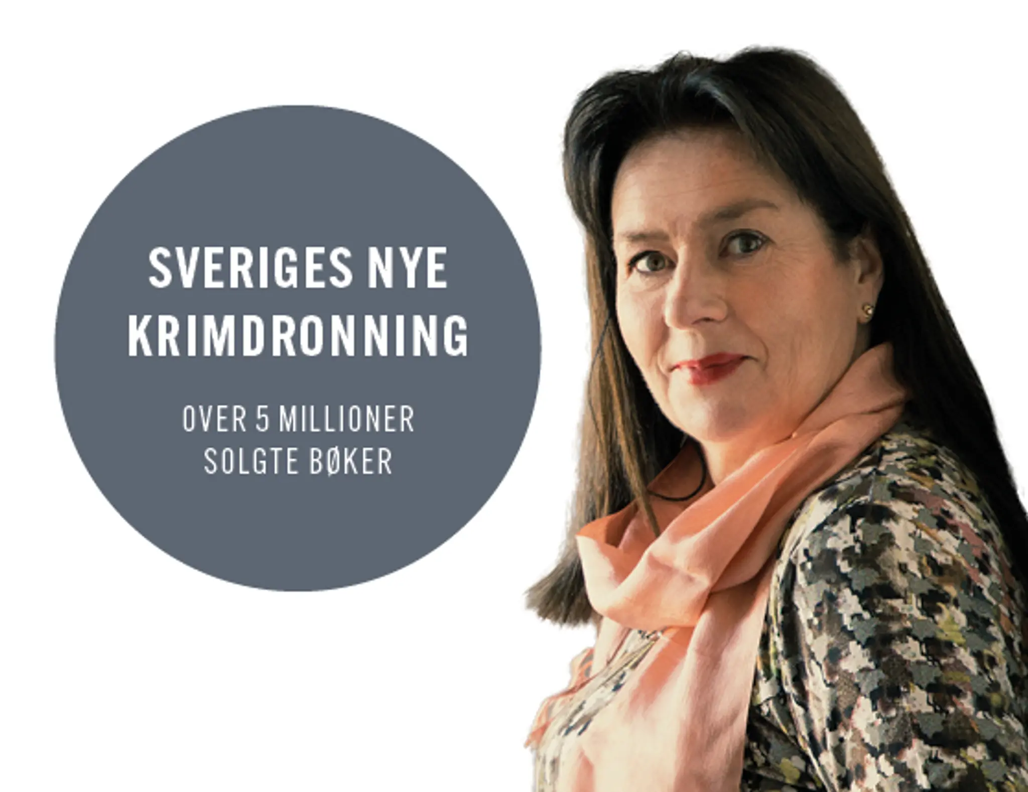 bilde av Anna Jansson på hvit bakgrunn med teksten Sveriges nye krimdronning