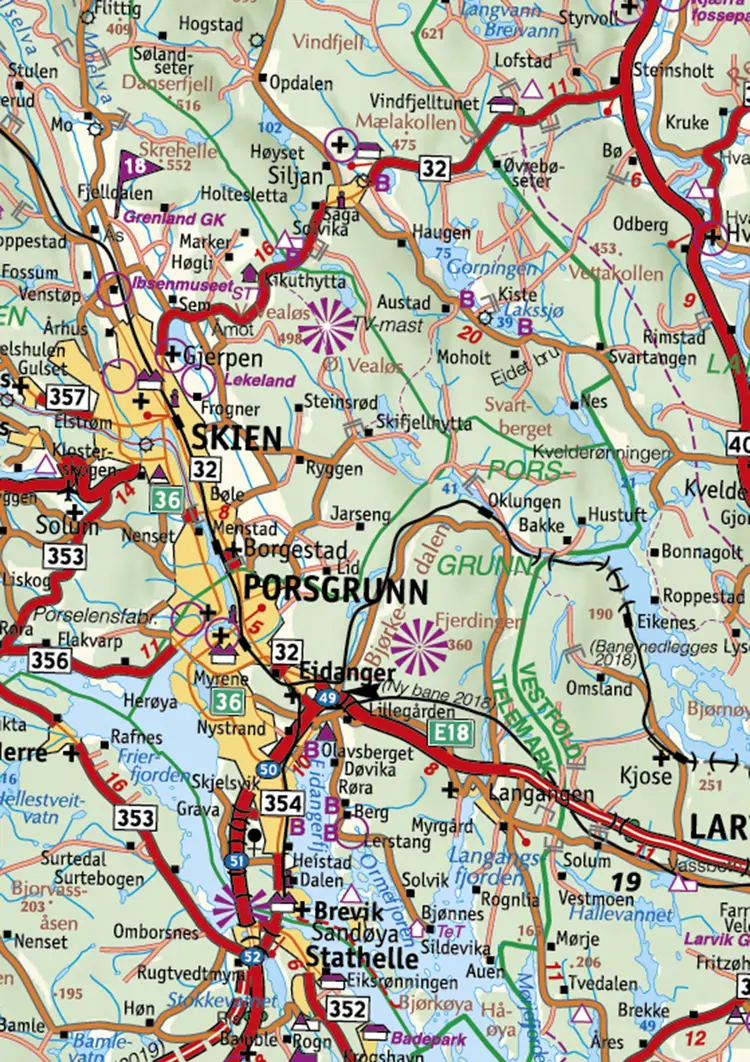 Omslag Sør-Norge sør veggkart 2019-2020 av Cappelen Damm Kart (Kart)