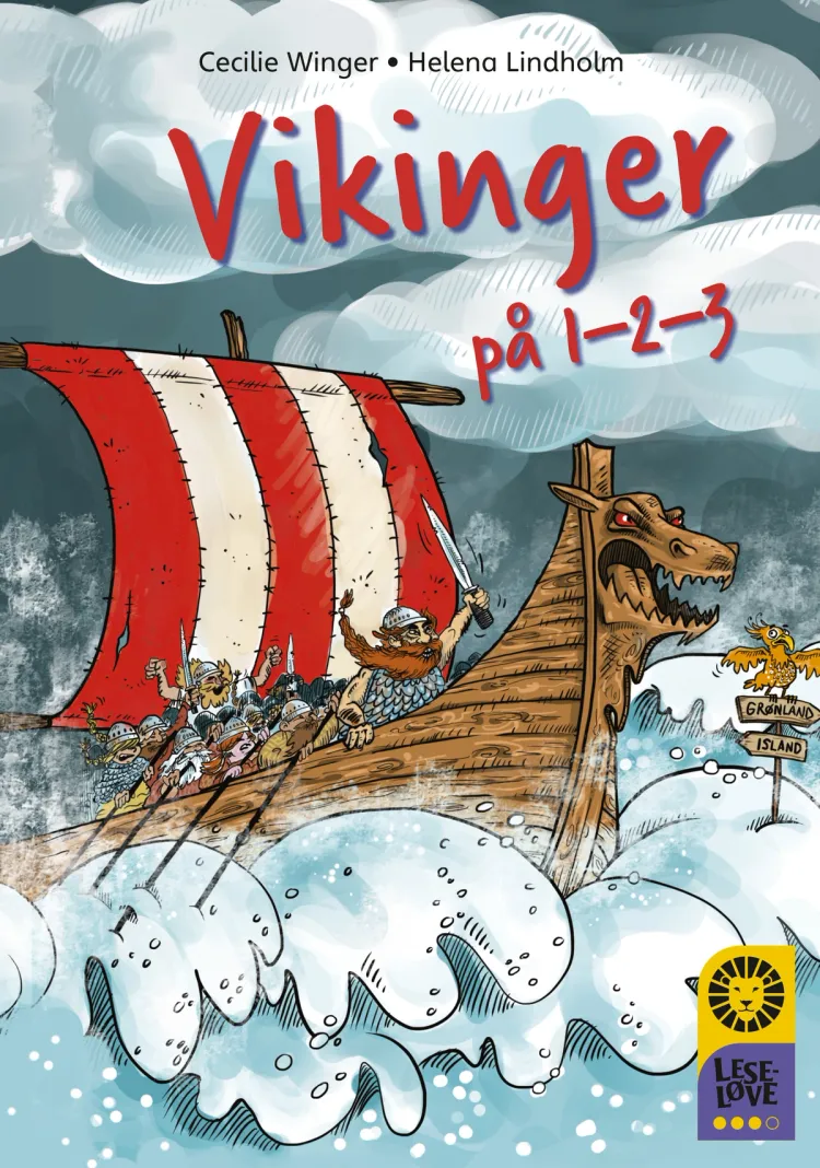 Omslag Leseløve nivå 3 - Vikinger på 1-2-3 av Cecilie Winger (Innbundet)