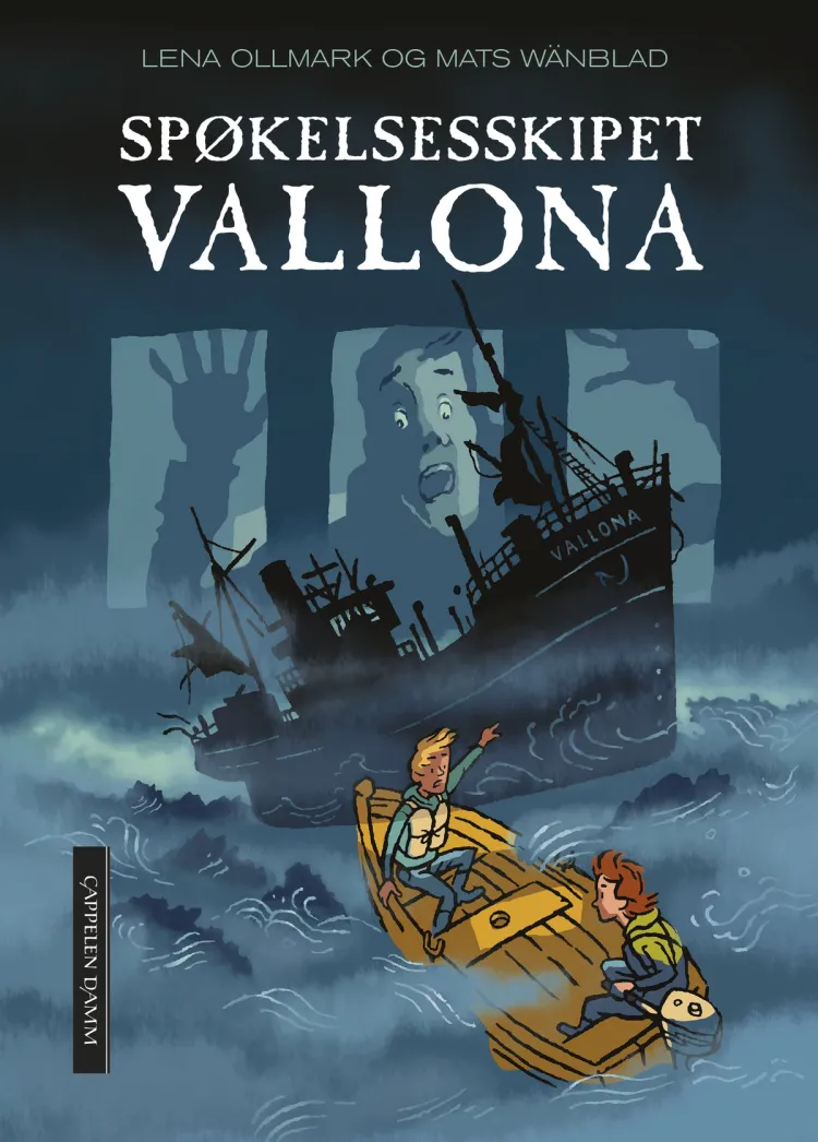 Omslag Spøkelsesskipet Vallona av Lena Ollmark og Mats Wänblad (Innbundet)