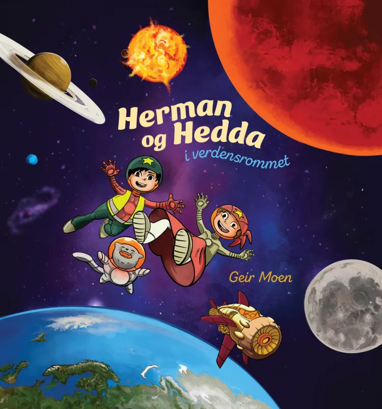 Omslag Herman og Hedda i verdensrommet av Geir Moen (Innbundet)