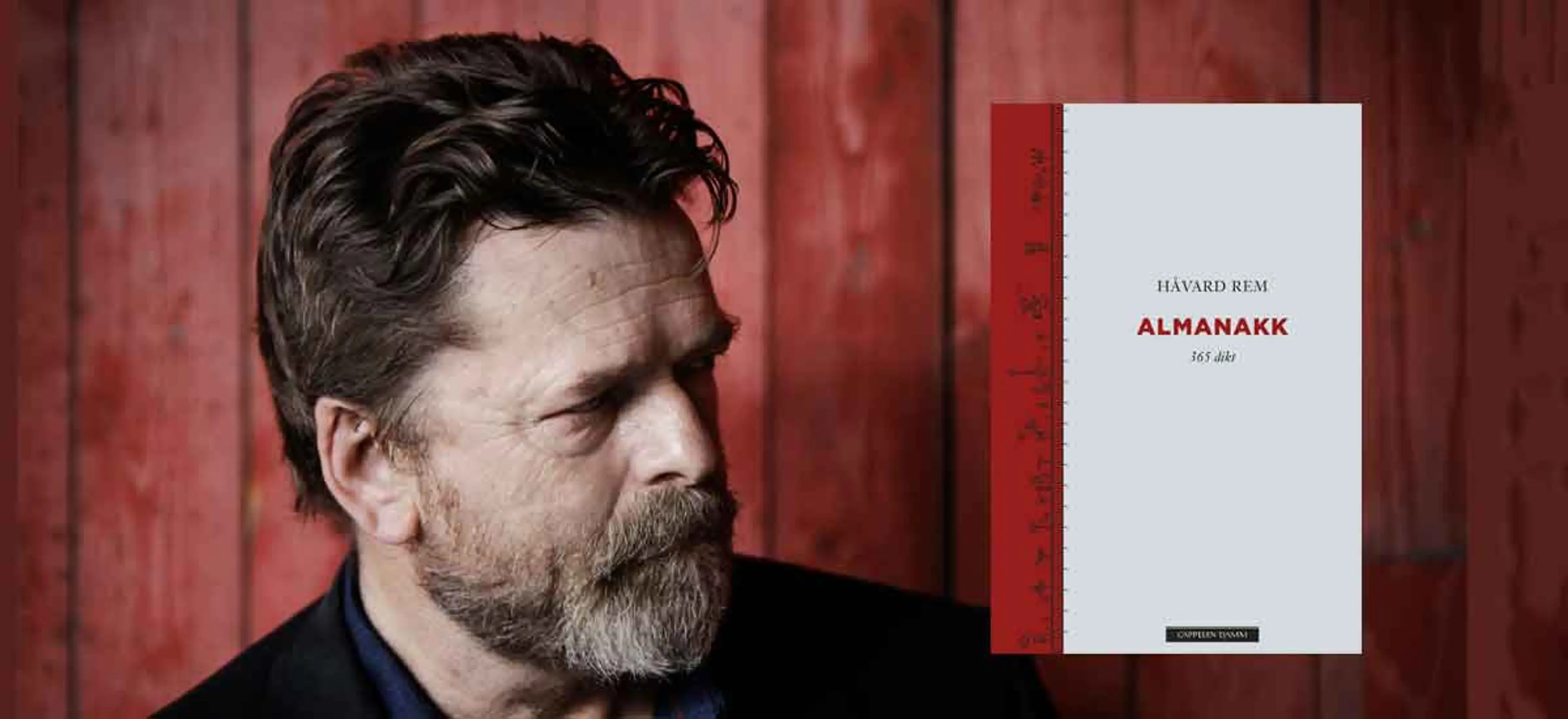Foto av Håvard Rem med diktsamlingen sin som er den første på åtte år