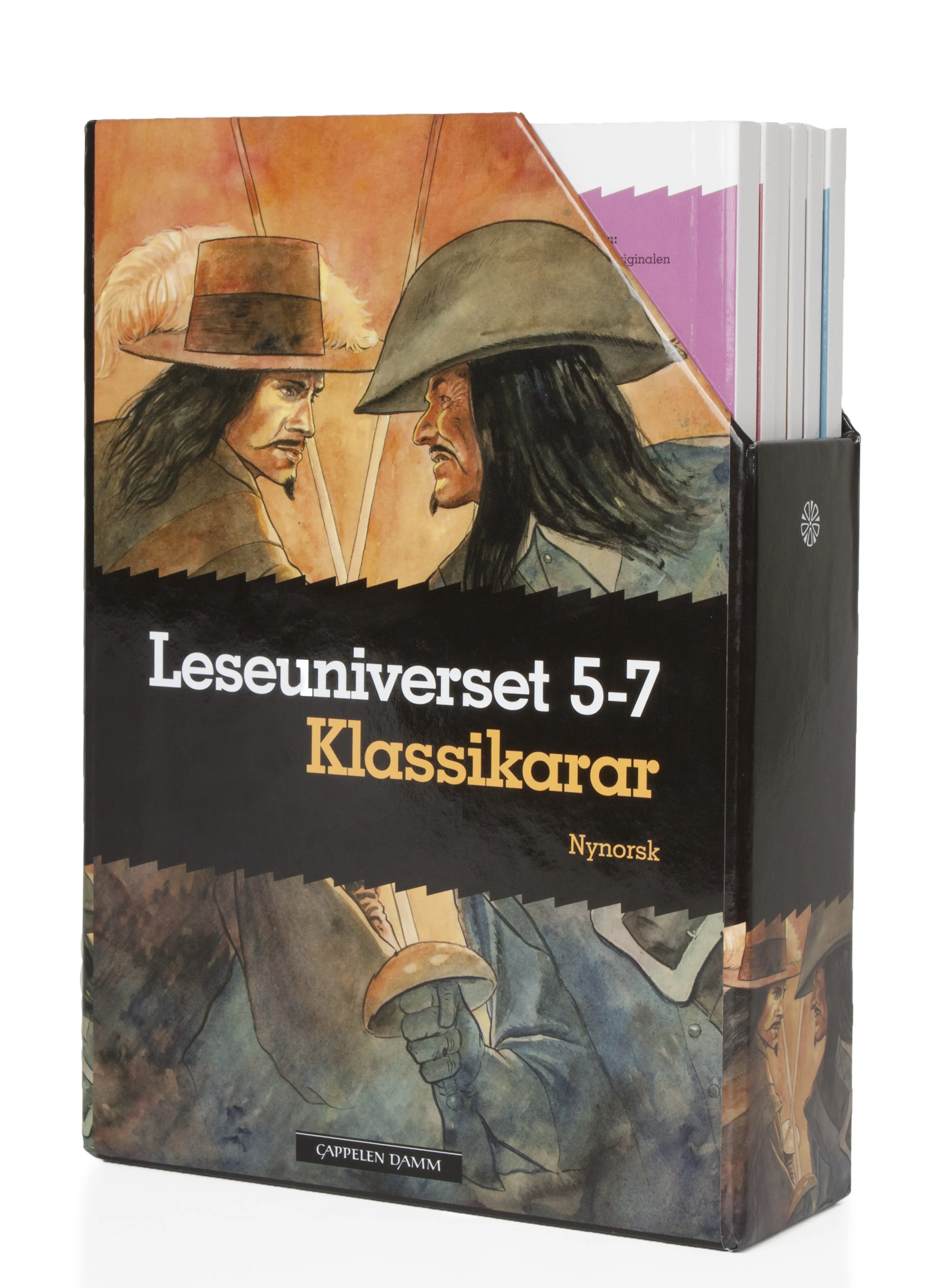 Omslag Leseuniverset 5-7 Klassikarar (boks) av Daniel Defoe mfl. (Eske)