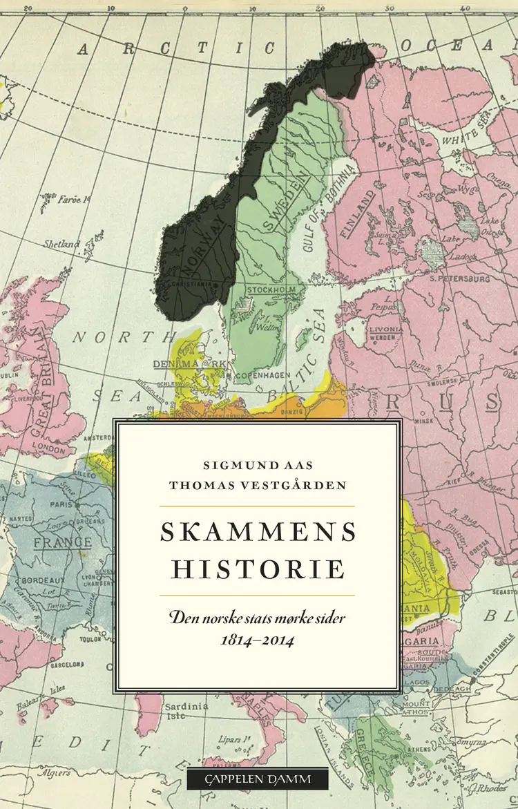 Omslag Skammens historie av Thomas Vestgården og Sigmund Aas (Innbundet)