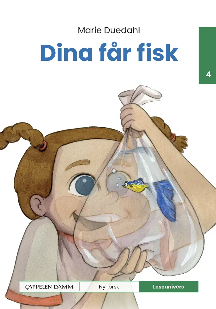 Omslag Leseunivers 4: Dina får fisk av Marie Duedahl (Innbundet)
