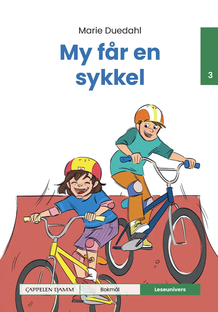 Omslag Leseunivers 3: My får en sykkel av Marie Duedahl (Innbundet)