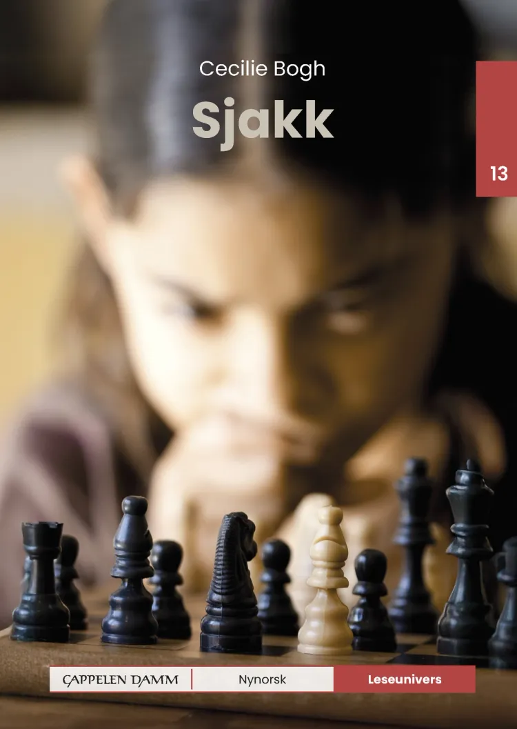 Omslag Leseunivers 13: Sjakk av Cecilie Bogh (Innbundet)