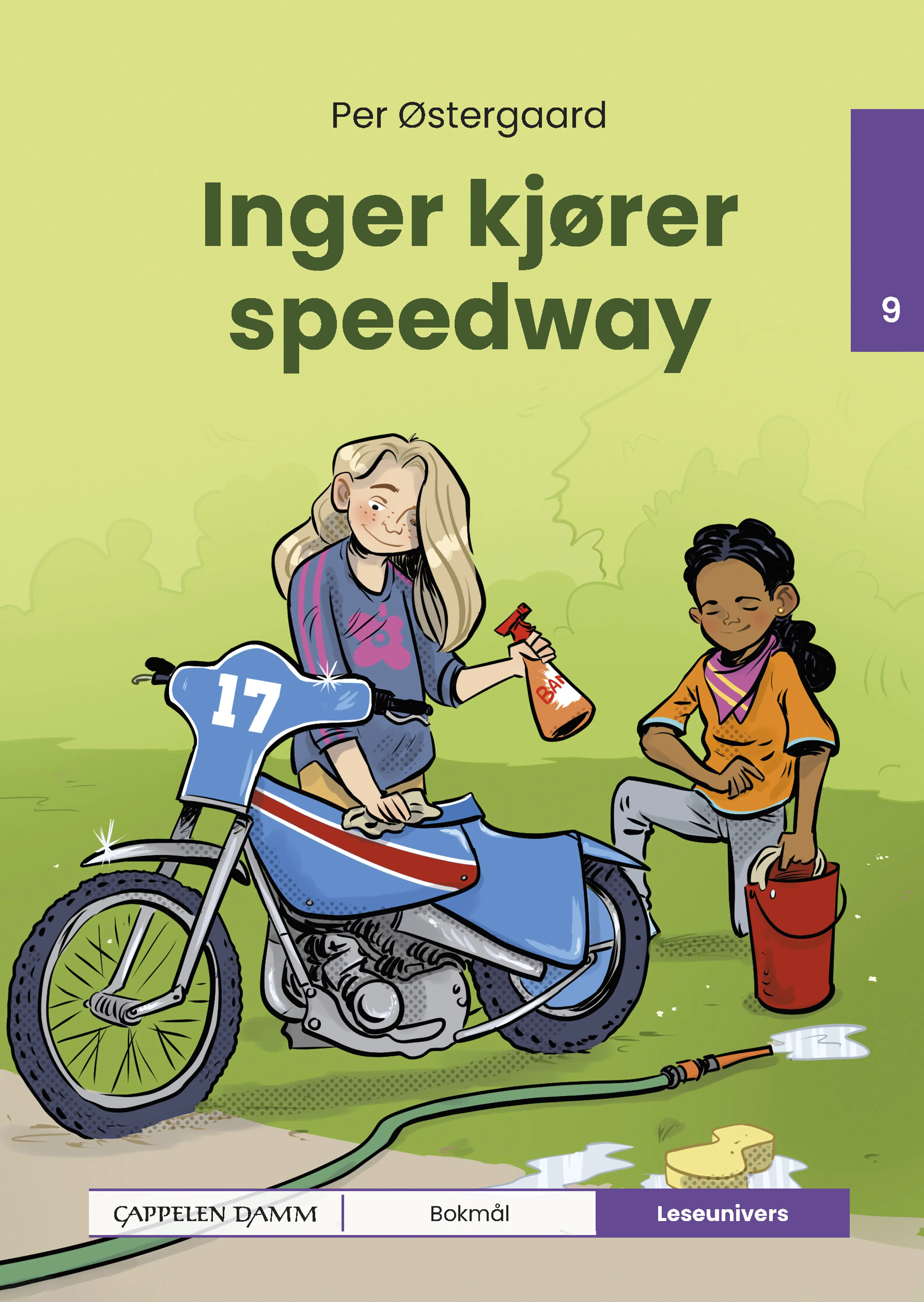 Omslag Leseunivers 9: Inger kjører speedway av Per Østergaard (Innbundet)
