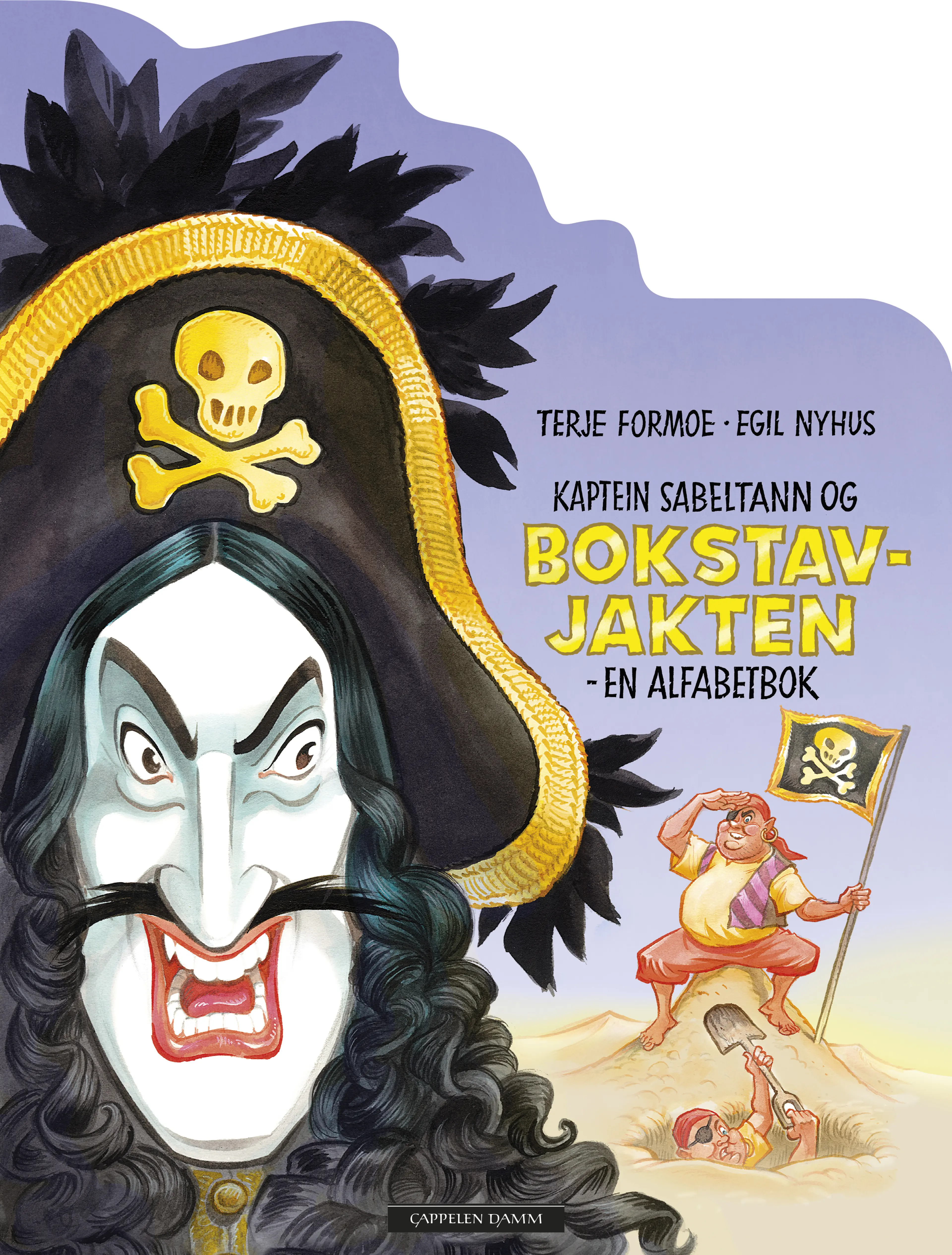 Omslag Kaptein Sabeltann og Bokstavjakten - en alfabetbok (figurformet pappbok) av Terje Formoe (Innbundet)