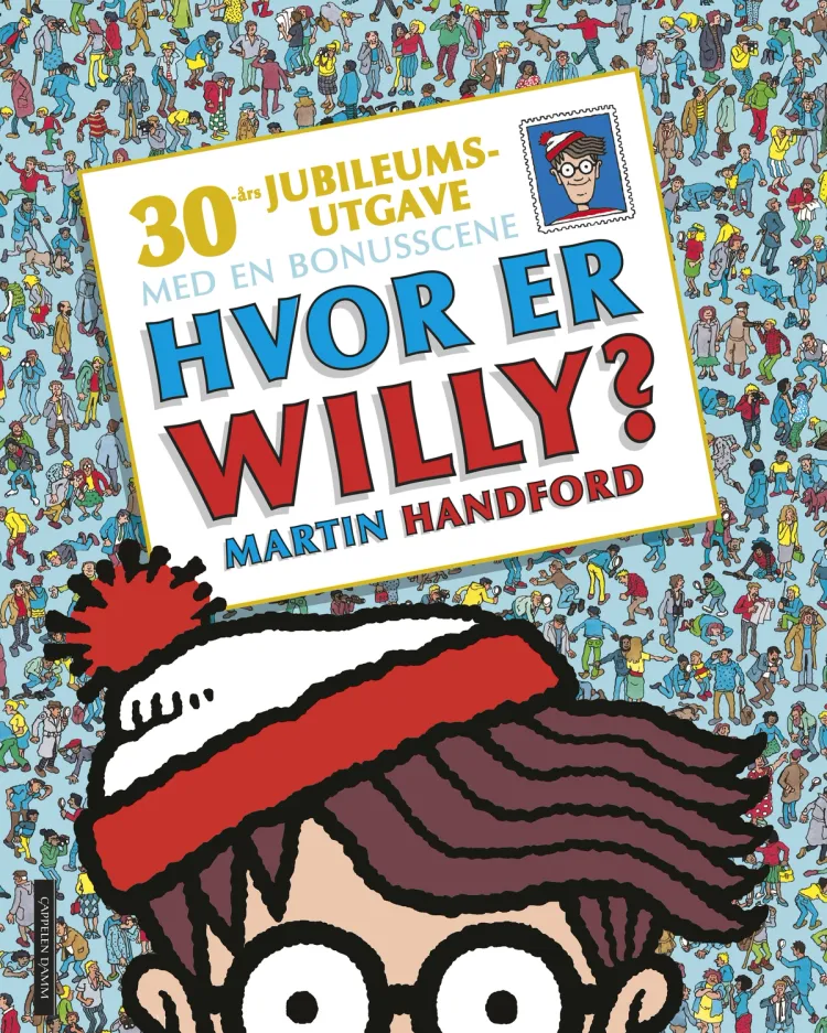 Omslag Hvor er Willy? 30-års jubileumsutgave av Martin Handford (Innbundet)