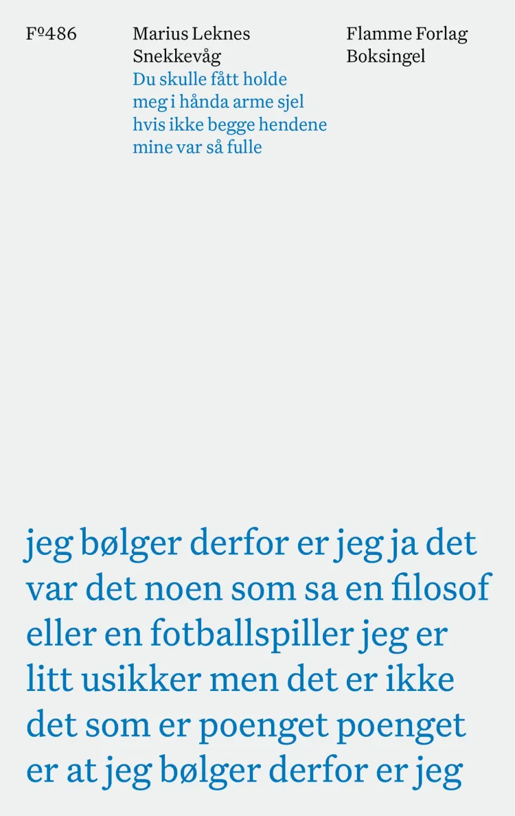 Omslag Du skulle fått holde meg i hånda arme sjel hvis ikke begge hendene mine var så fulle av Marius Leknes Snekkevåg (Heftet)