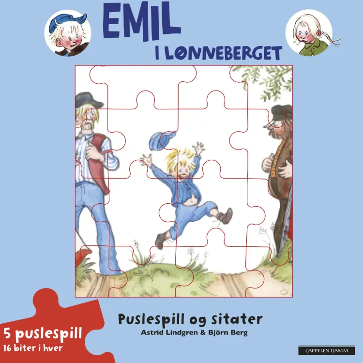 Omslag Emil fra Lønneberget Puslespillbok av Astrid Lindgren (Innbundet)