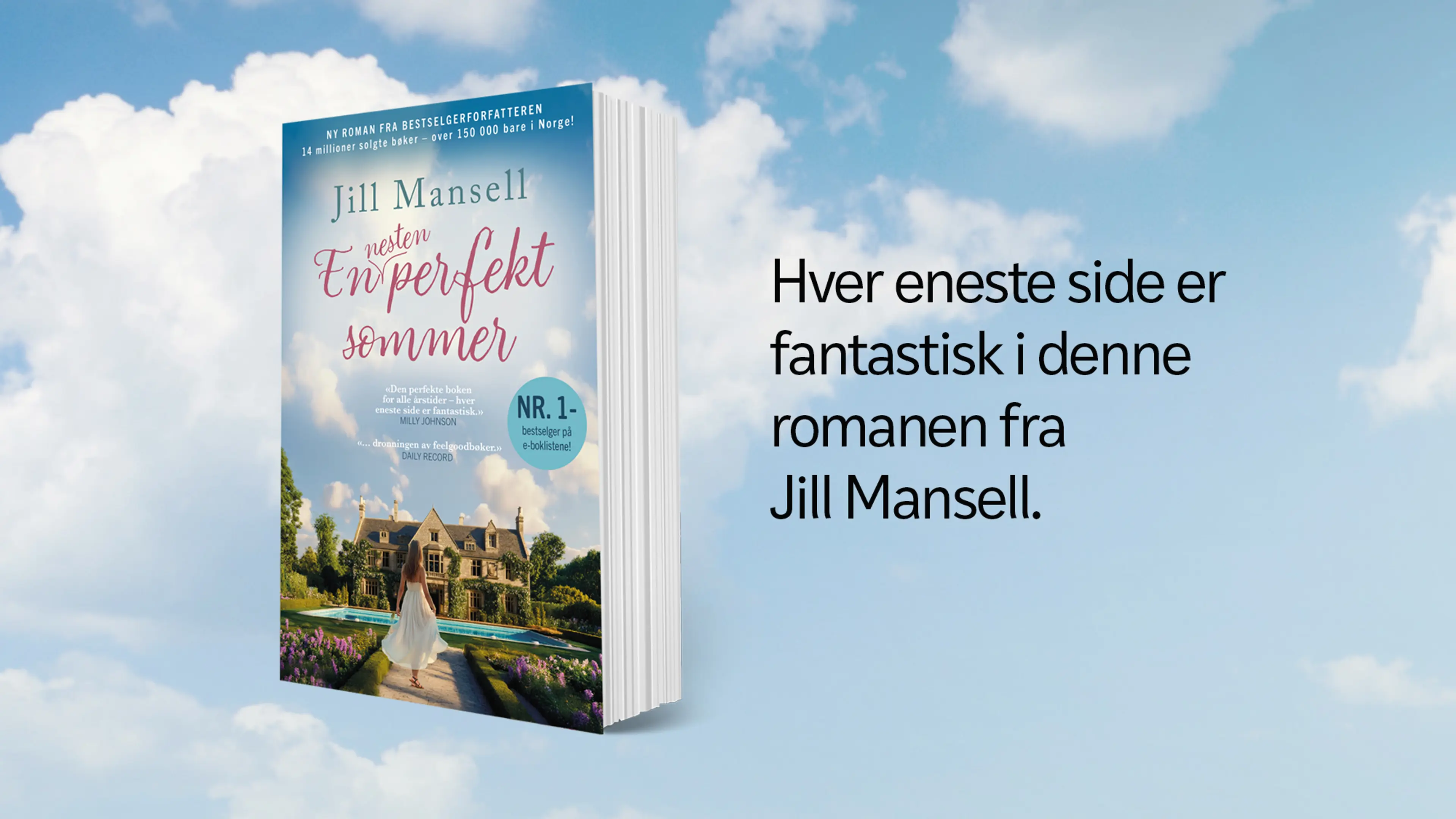 Boken En nesten perfekt sommer på en bakgrunn av blå himmel og skyer