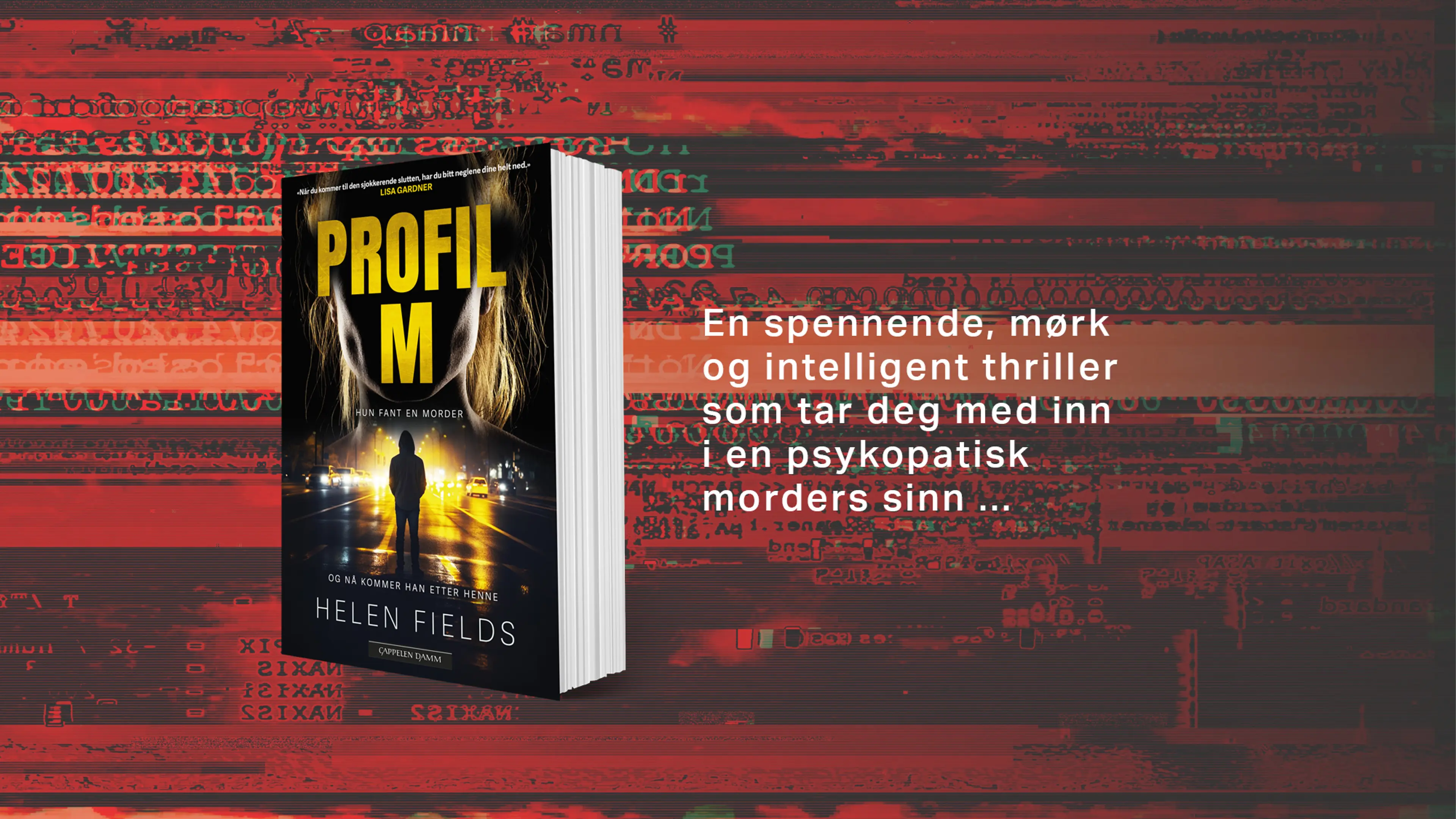 Boken Profil M på rød og svart bakgrunn