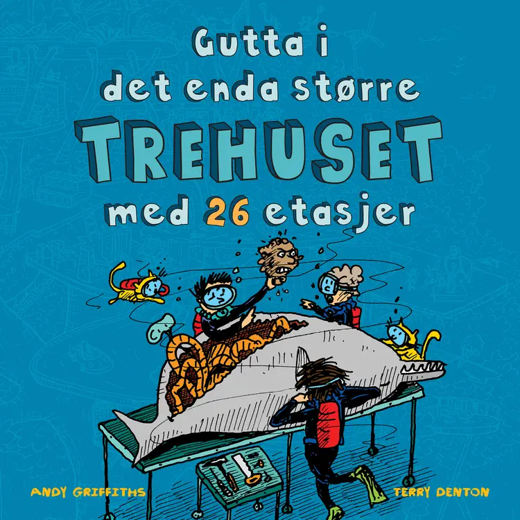 Omslag Gutta i det enda større trehuset med 26 etasjer av Andy Griffiths (Lydbok)