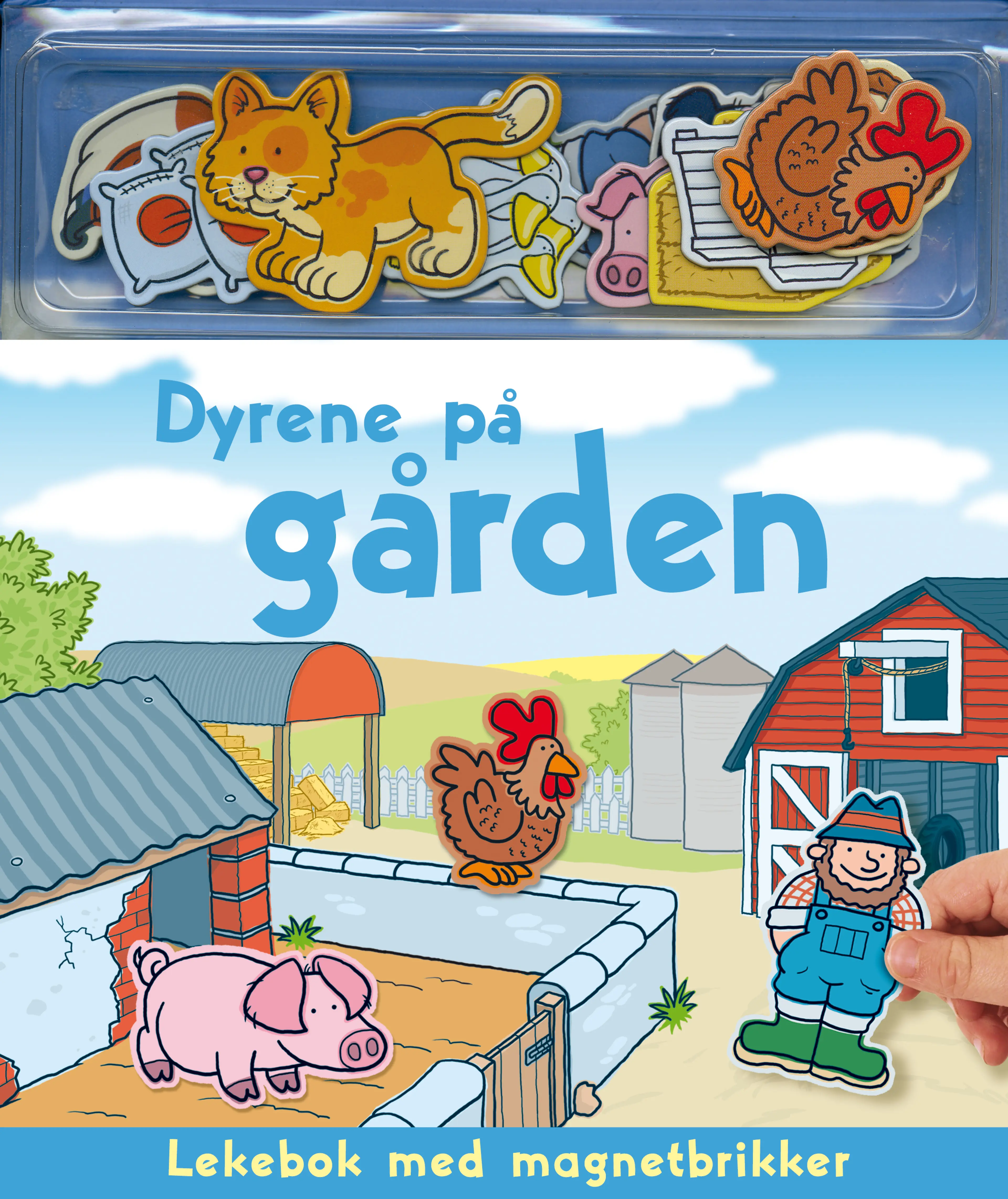 Omslag Dyrene på gården - Lekebok med magnetbrikker (Innbundet)