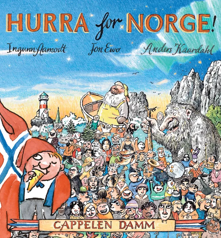 Omslag Hurra for Norge! av Jon Ewo og Ingunn Aamodt (Innbundet)