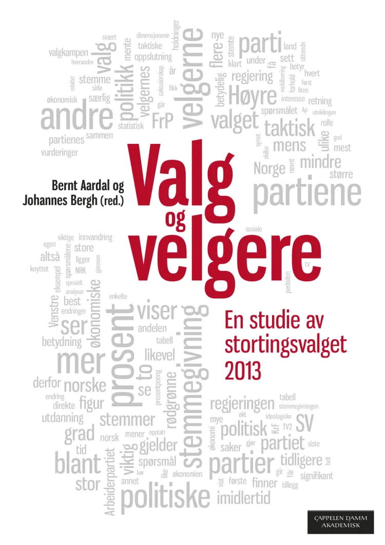 Omslag Valg og velgere. En studie av stortingsvalget 2013 av Bernt Aardal og Johannes Bergh (red.) (Ebok)
