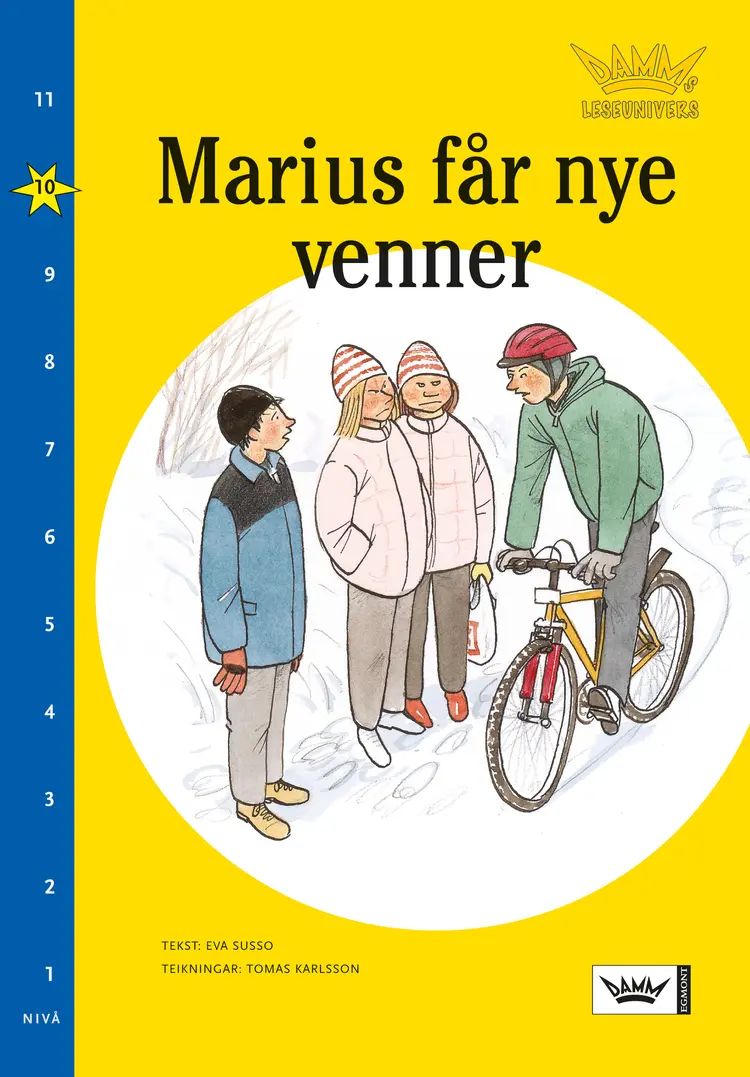 Omslag Damms leseunivers 1: Marius får nye venner av Eva Susso (Heftet)