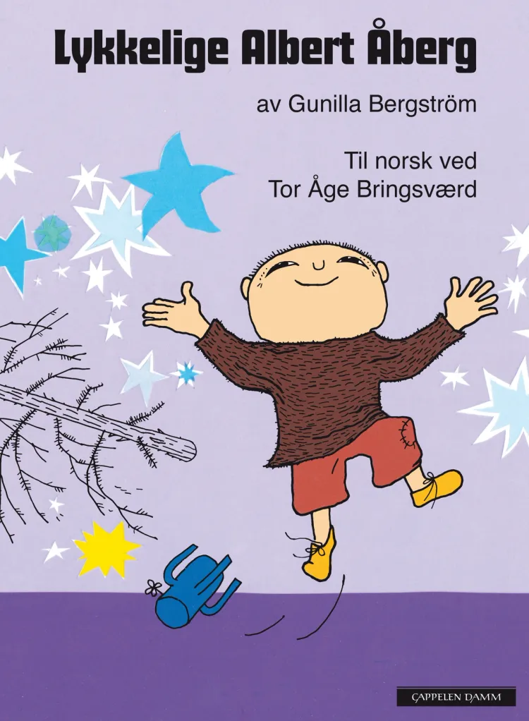 Omslag Lykkelige Albert Åberg av Gunilla Bergström (Innbundet)