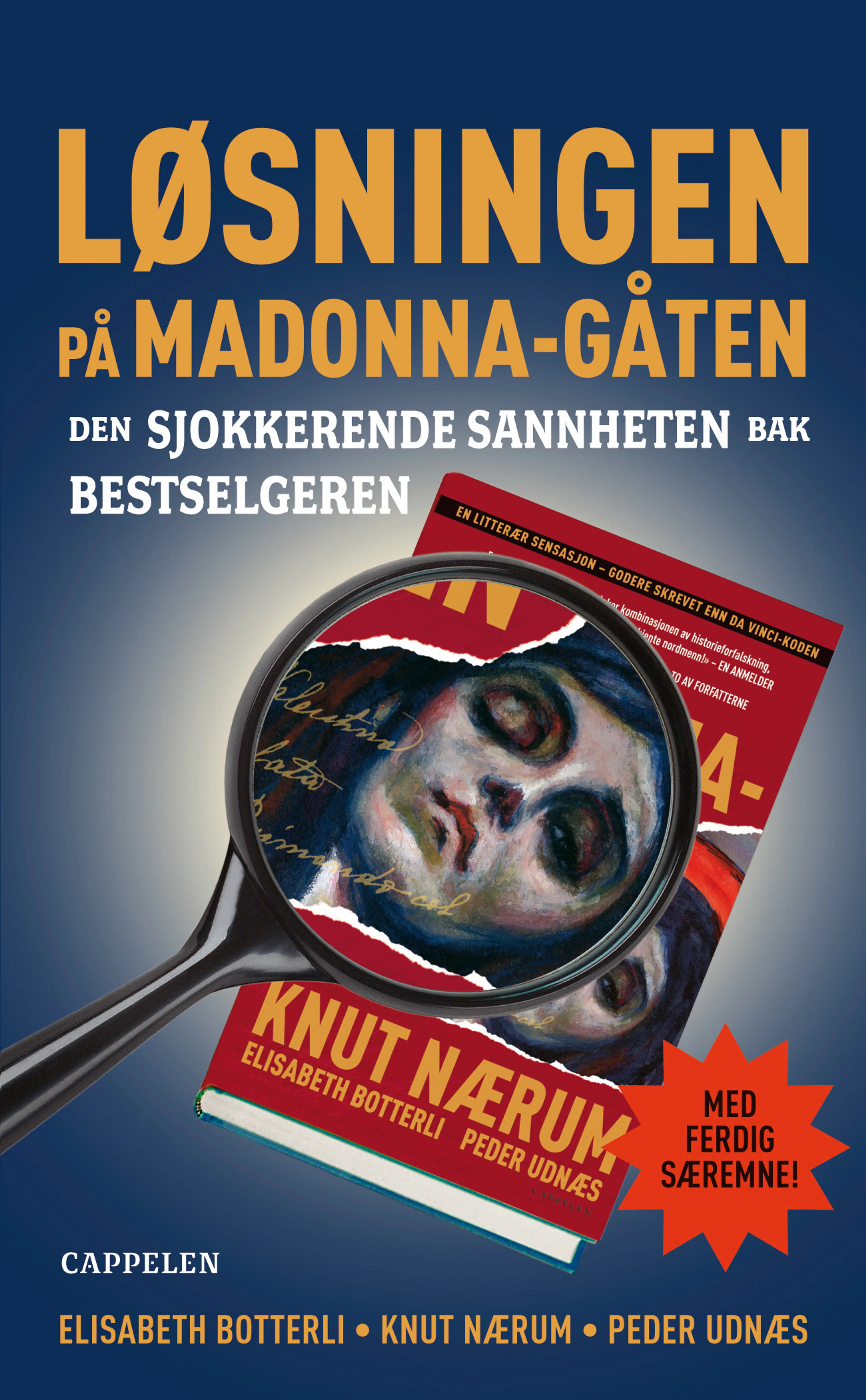 Omslag Løsningen på Madonna-gåten av Knut Nærum, Peder Udnæs og Elisabeth Botterli (Heftet)