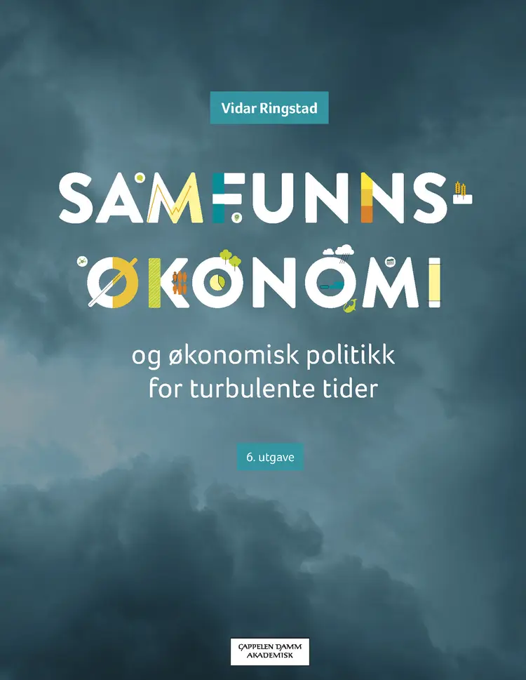 Omslag Samfunnsøkonomi og økonomisk politikk for turbulente tider av Vidar Ringstad (Innbundet)
