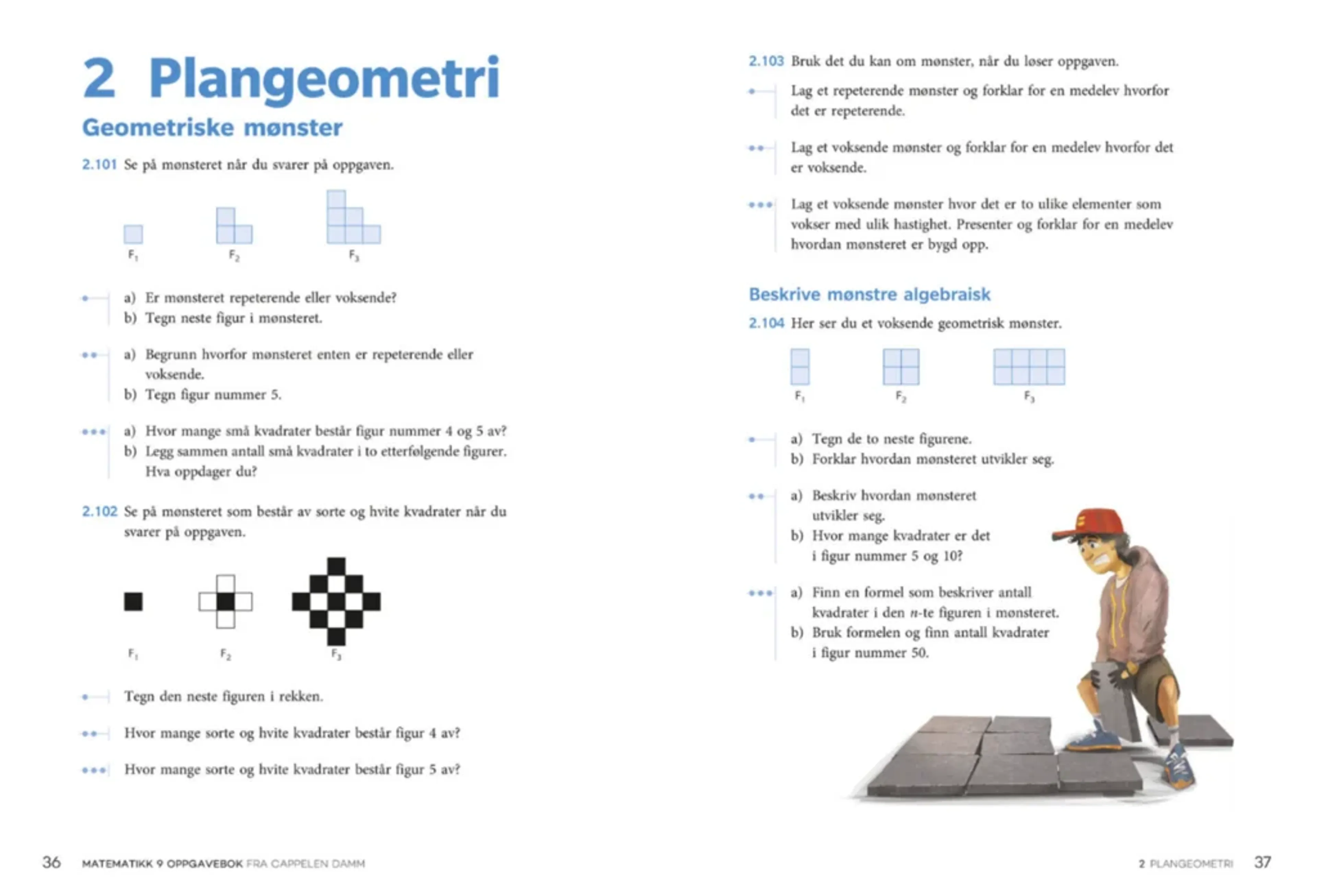 Eksempel på illustrasjon av tekstoppgave på s. 37 i Matematikk 9 Oppgavebok.