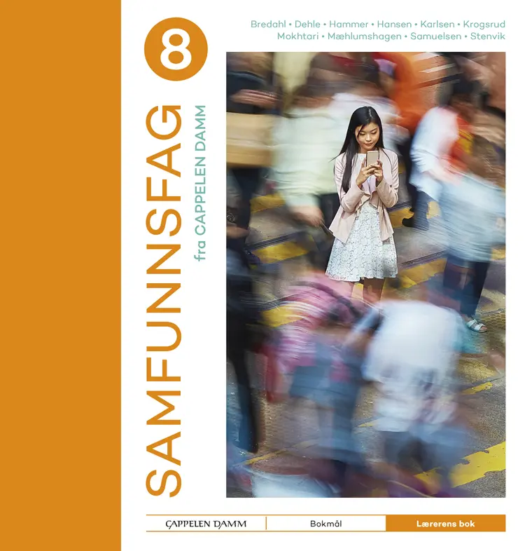 Omslag Samfunnsfag 8 fra Cappelen Damm Lærerens bok av Liv Bredahl med flere (Innbundet)