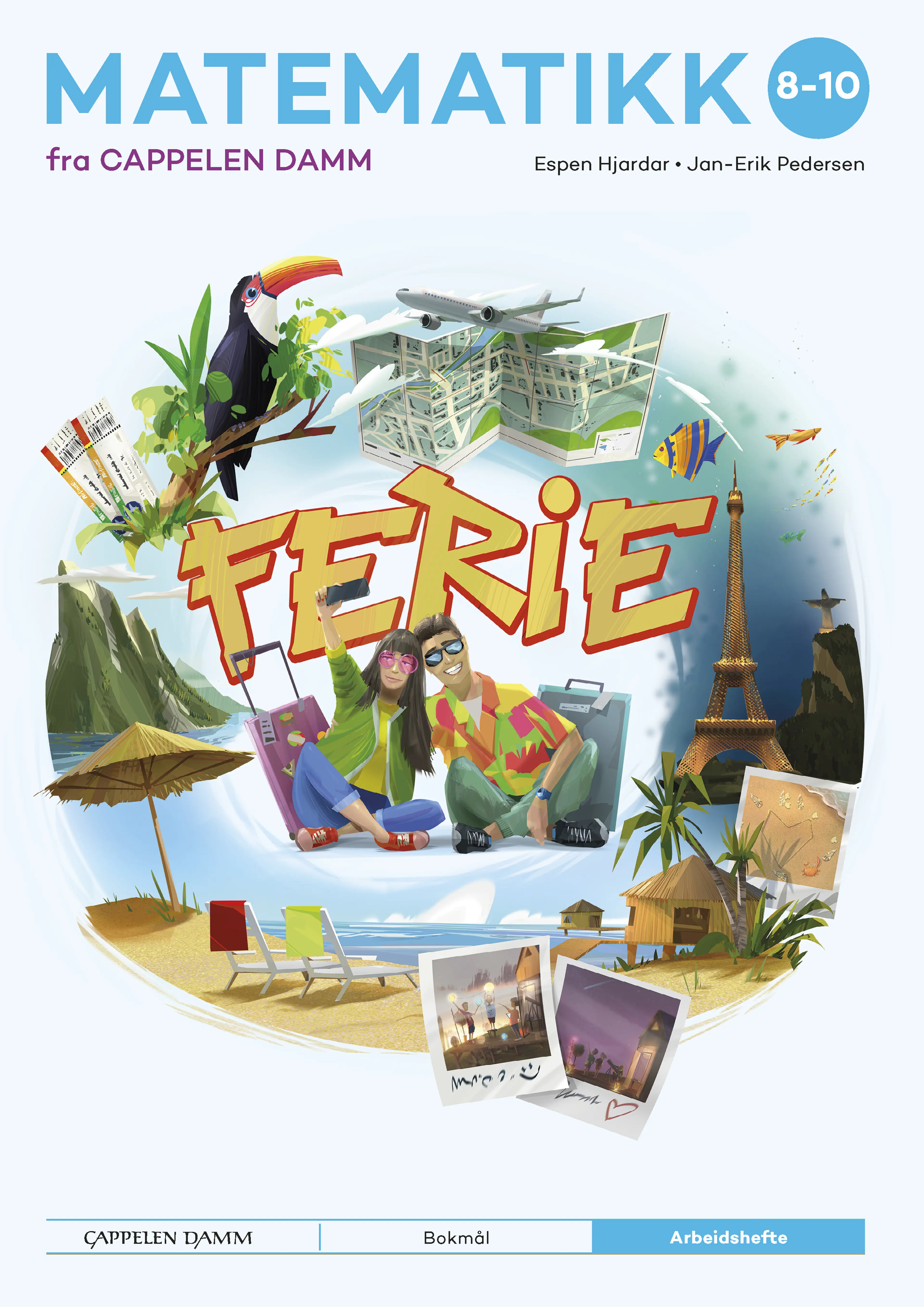 Omslag Matematikk 8-10 fra Cappelen Damm Arbeidshefte Ferie av Espen Hjardar og Jan-Erik Pedersen (Heftet)