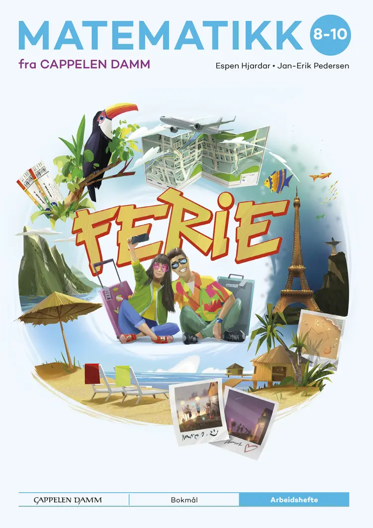 Omslag Matematikk 8-10 fra Cappelen Damm Arbeidshefte Ferie av Espen Hjardar og Jan-Erik Pedersen (Heftet)