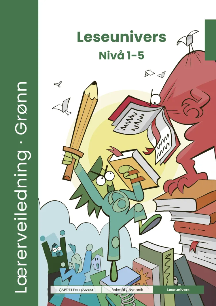Omslag Lærerveiledning Grønn Leseunivers fra Cappelen Damm Nivå 1-5 (Ukjent)