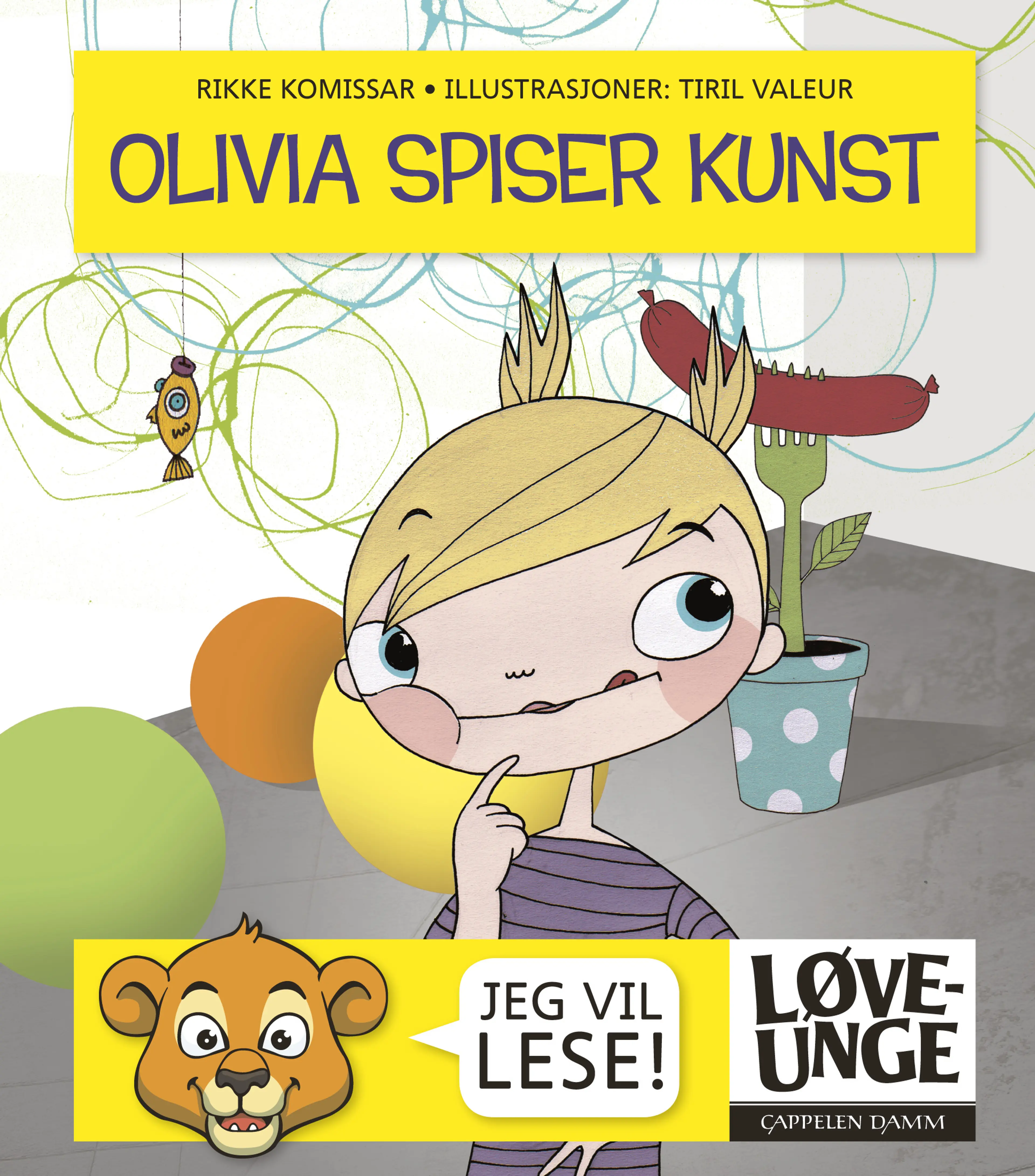 Omslag Løveunge - Olivia spiser kunst av Rikke Komissar (Innbundet)