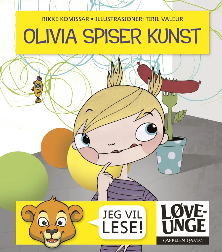 Omslag Løveunge - Olivia spiser kunst av Rikke Komissar (Innbundet)