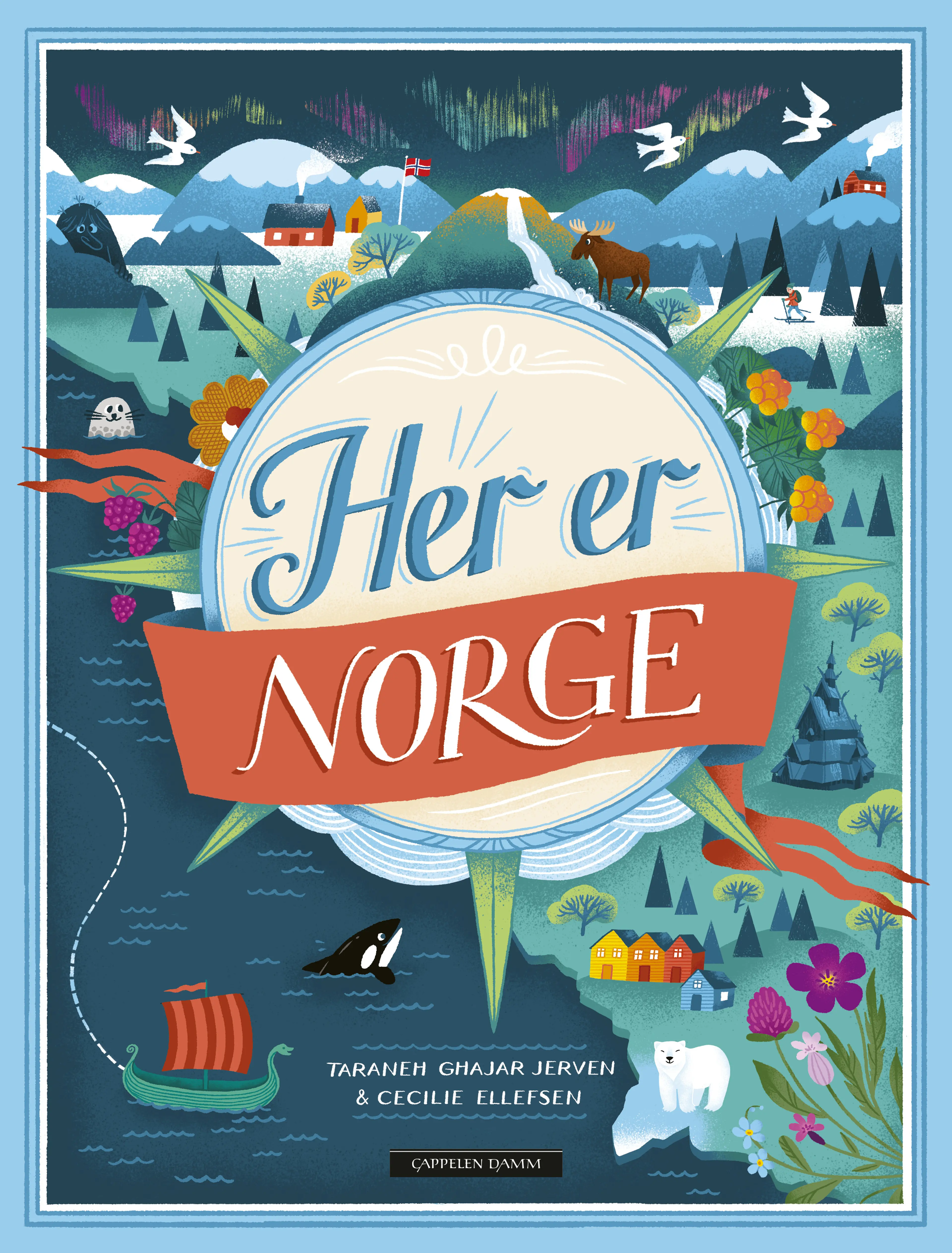 Omslag Her er Norge av Taraneh Ghajar Jerven og Cecilie Ellefsen (Innbundet)