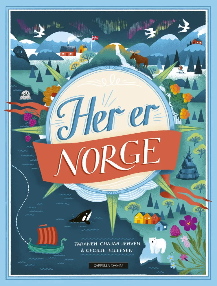 Omslag Her er Norge av Taraneh Ghajar Jerven og Cecilie Ellefsen (Innbundet)