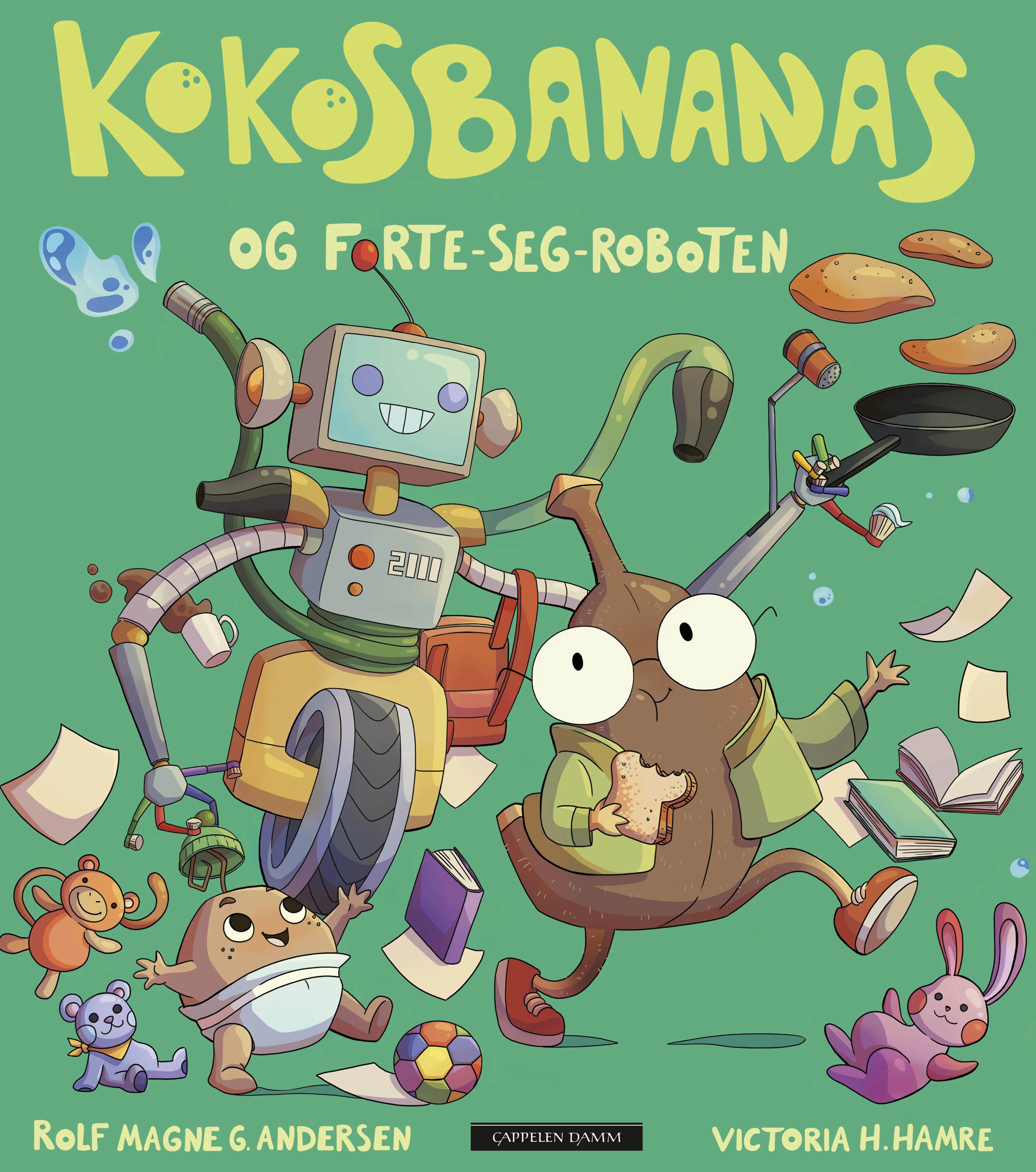 Omslag Kokosbananas og forte-seg-roboten av Rolf Magne G. Andersen og Victoria H. Hamre (Innbundet)