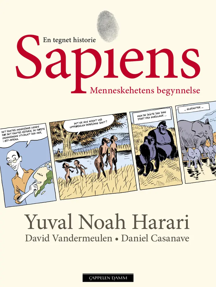 Omslag Sapiens av Yuval Noah Harari og David Vandermeulen (Innbundet)