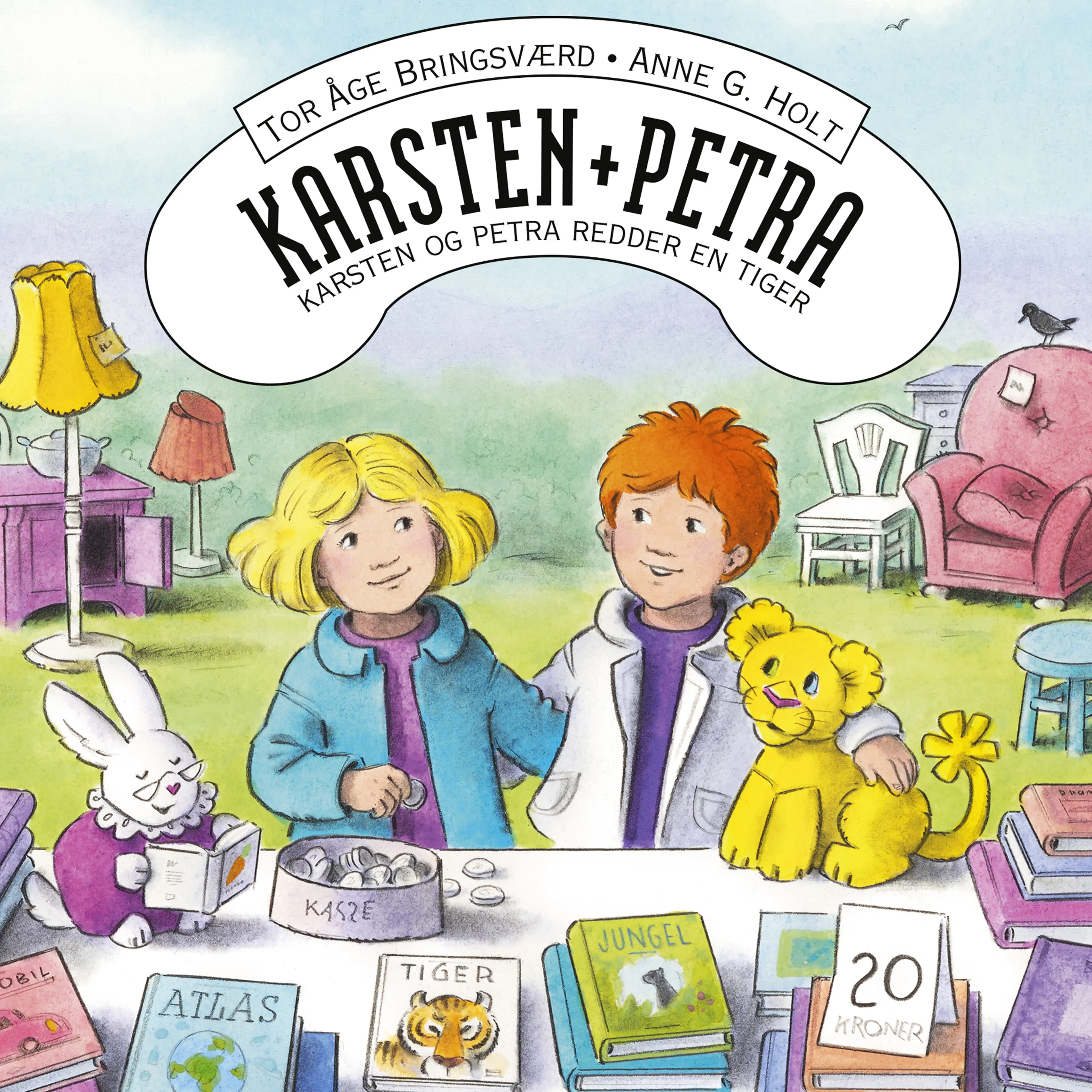 Omslag Karsten og Petra redder en tiger av Tor Åge Bringsværd (Lydbok)