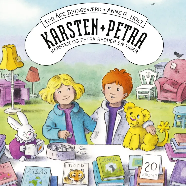 Omslag Karsten og Petra redder en tiger av Tor Åge Bringsværd (Lydbok)