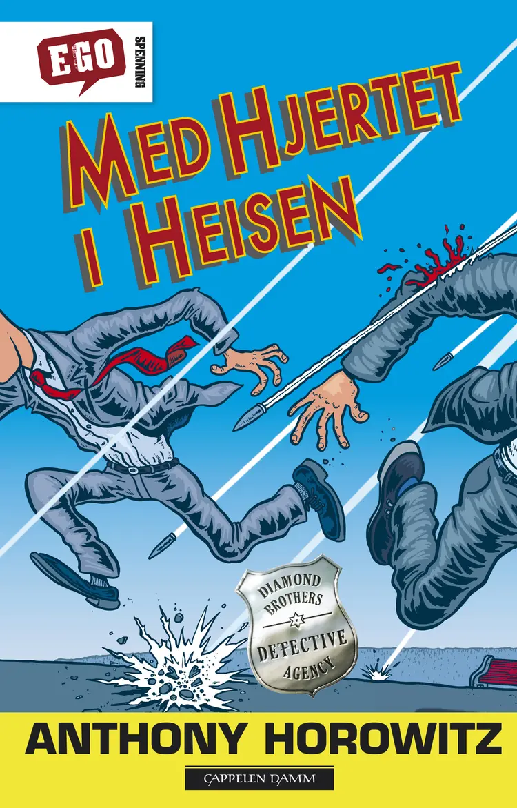 Omslag Med hjertet i heisen av Anthony Horowitz (Innbundet)