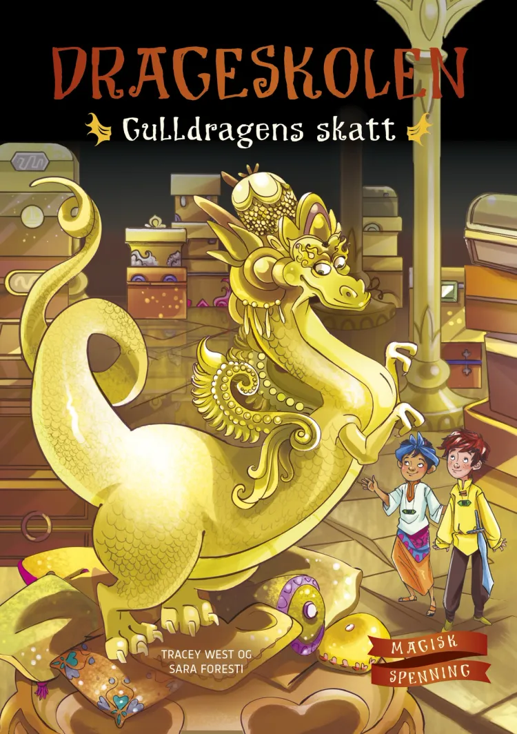 Omslag Drageskolen 12: Gulldragens skatt av Tracey West (Innbundet)