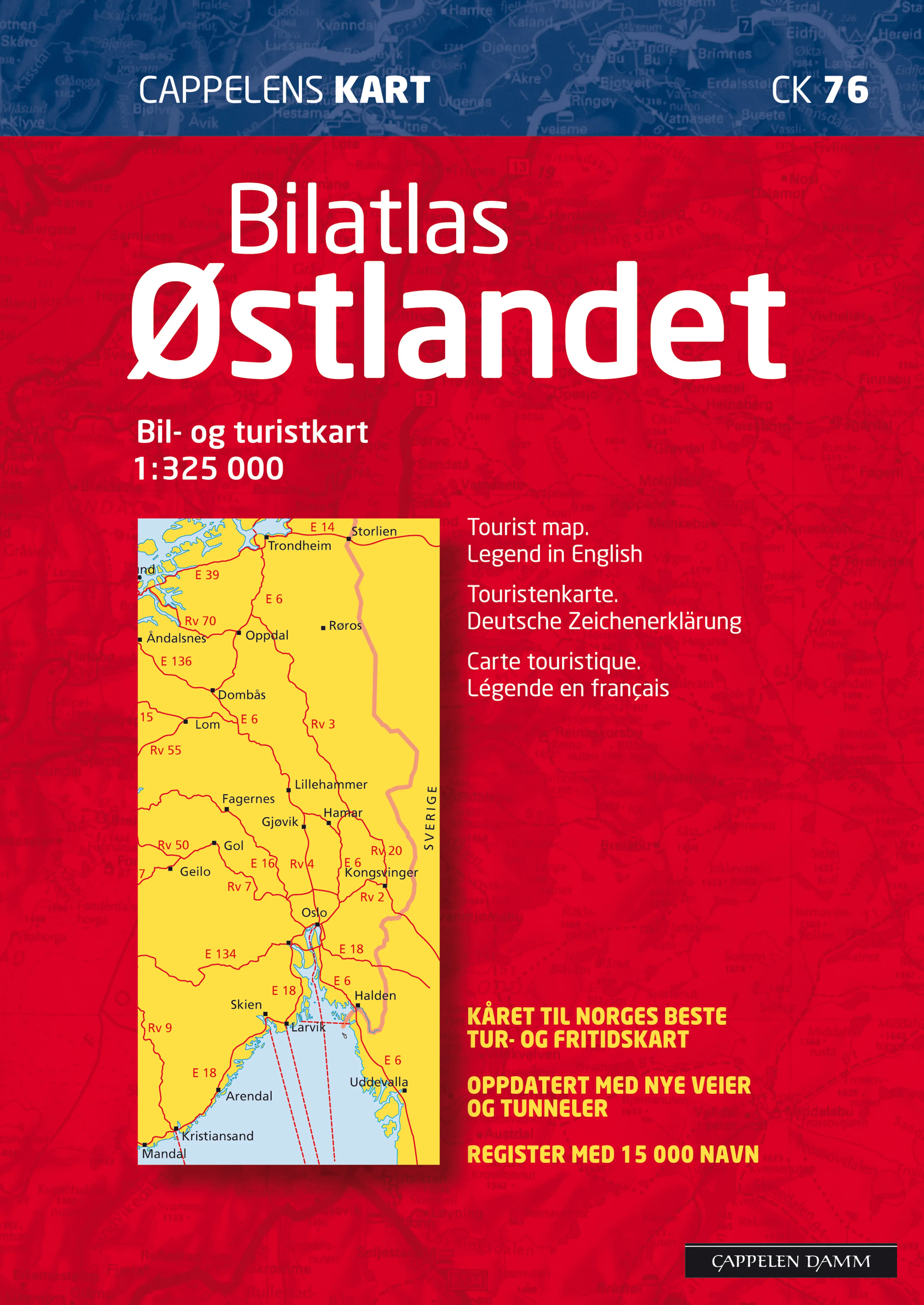 Omslag CK 76 Bilatlas Østlandet 2012 av Cappelen Damm Kart (Ukjent)