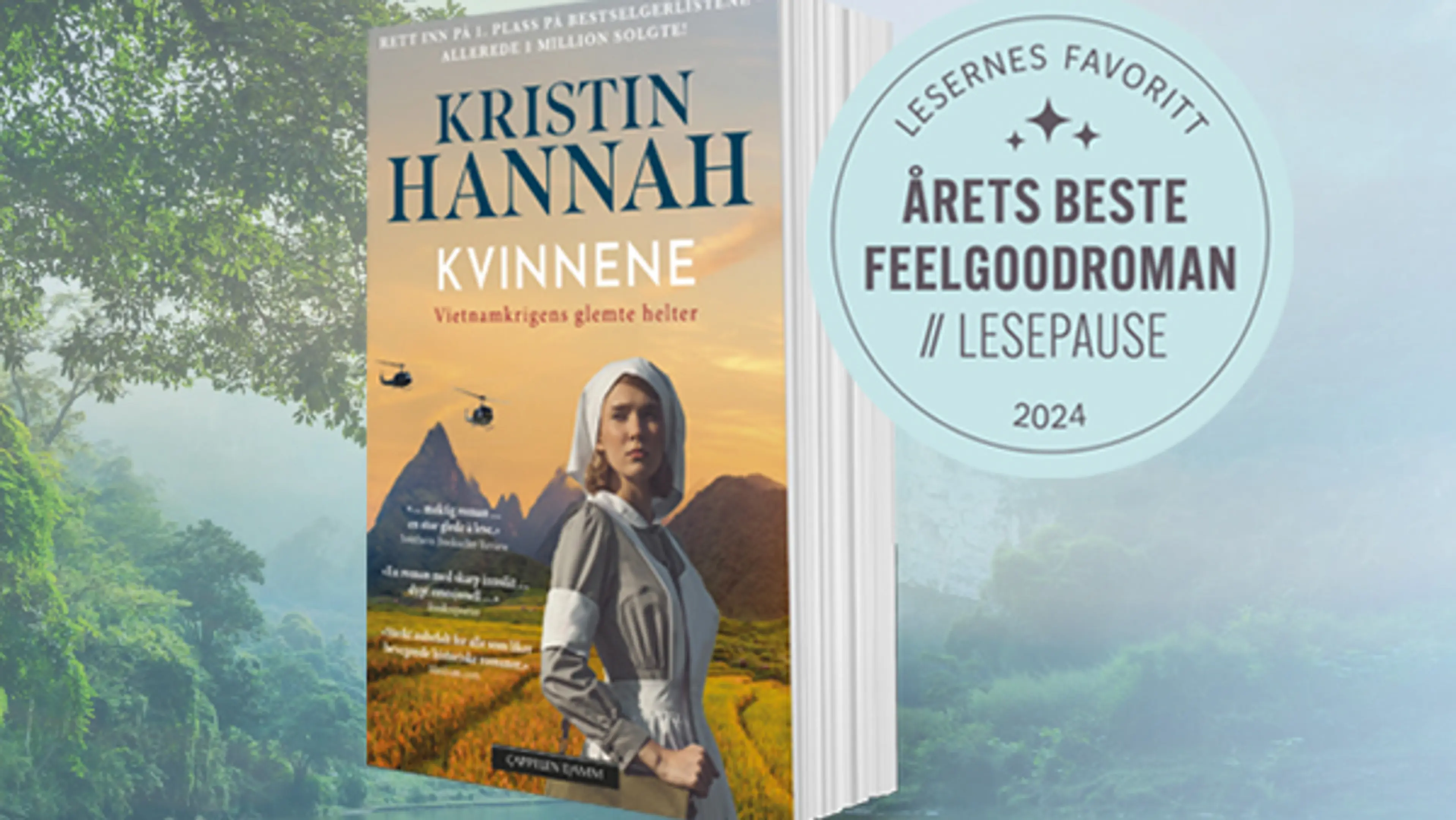 Omslag på boken Kvinnene og teksten Årets beste feelgoodroman 2024