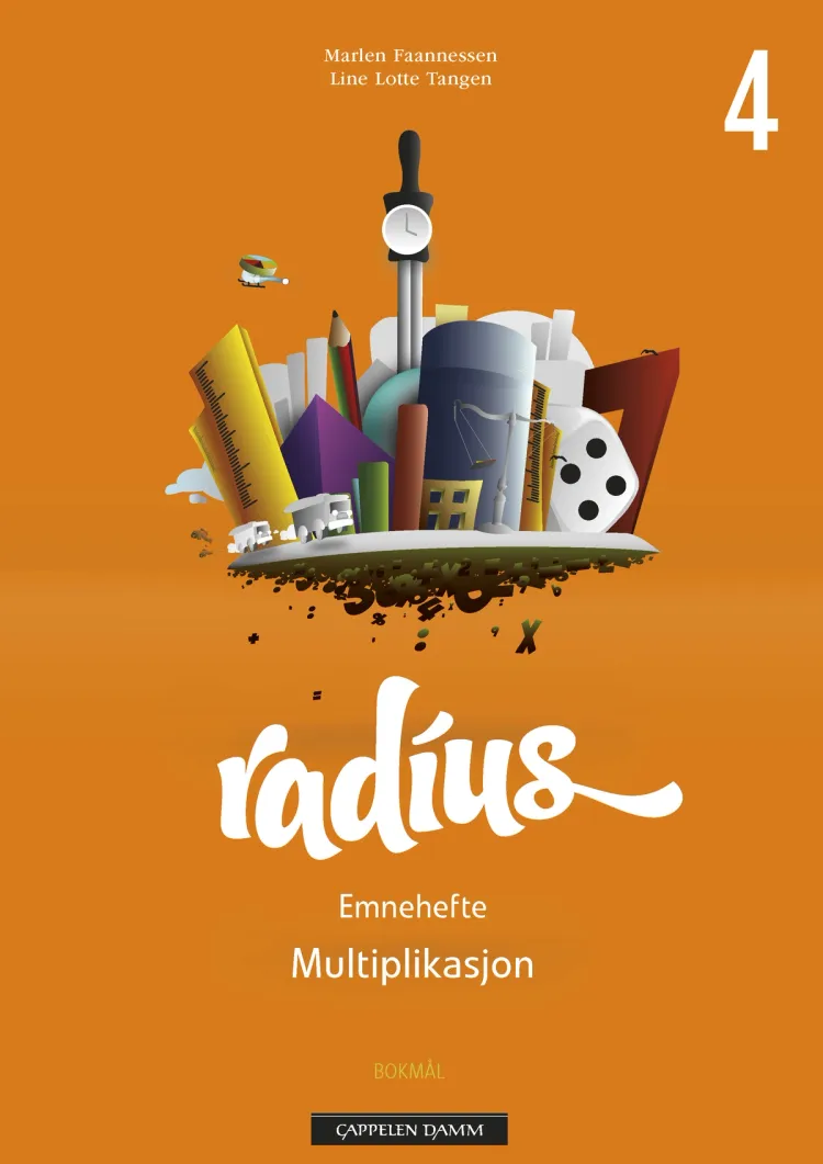 Omslag Radius Emnehefte 4 Multiplikasjon av Marlen Faannessen og Line Lotte Tangen (Heftet)