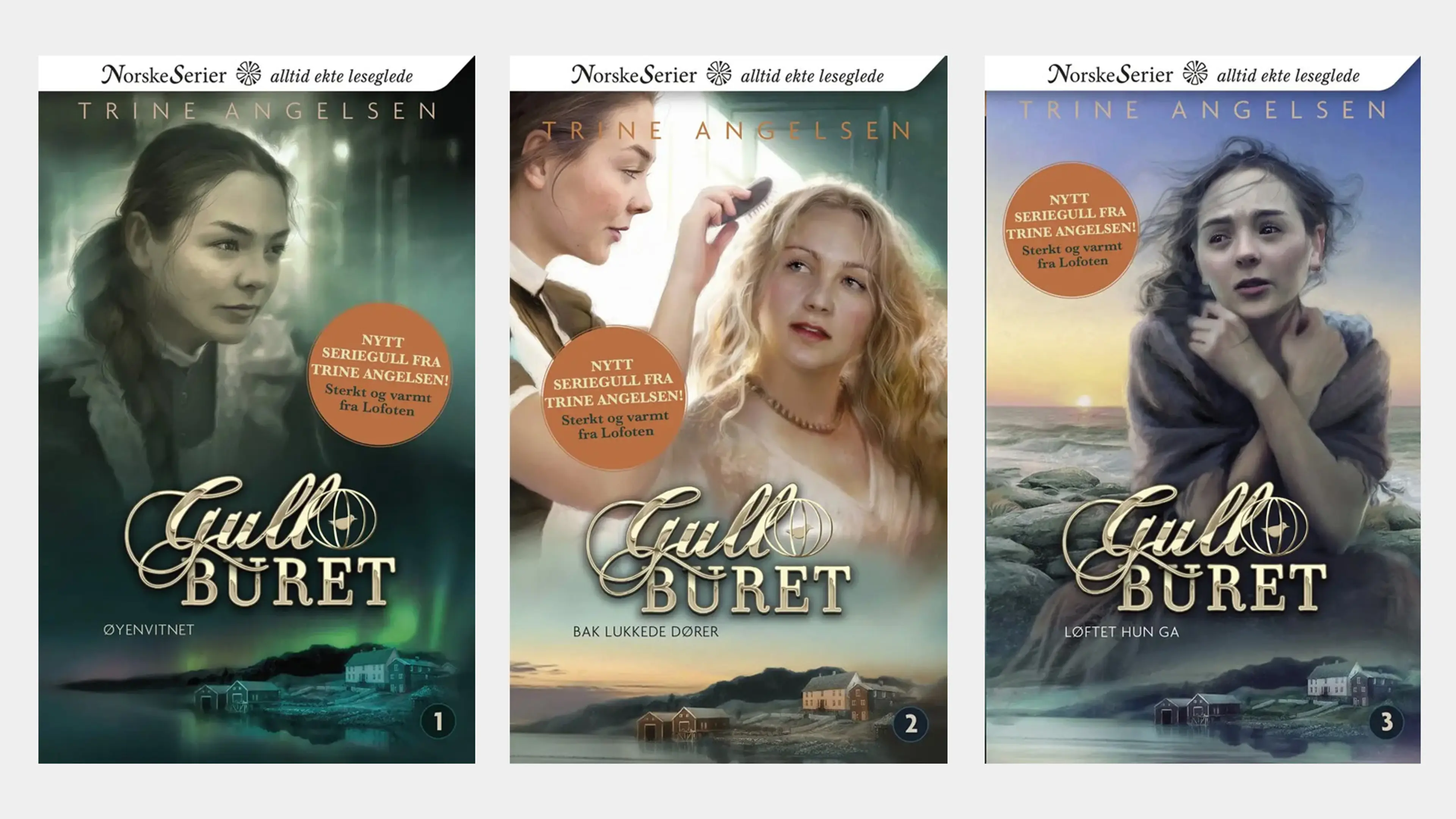 De tre første bøkene i serien Gullburet