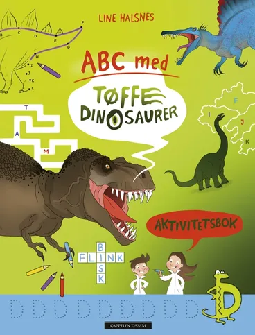 Omslag ABC med Tøffe dinosaurer av Line Halsnes (Heftet)