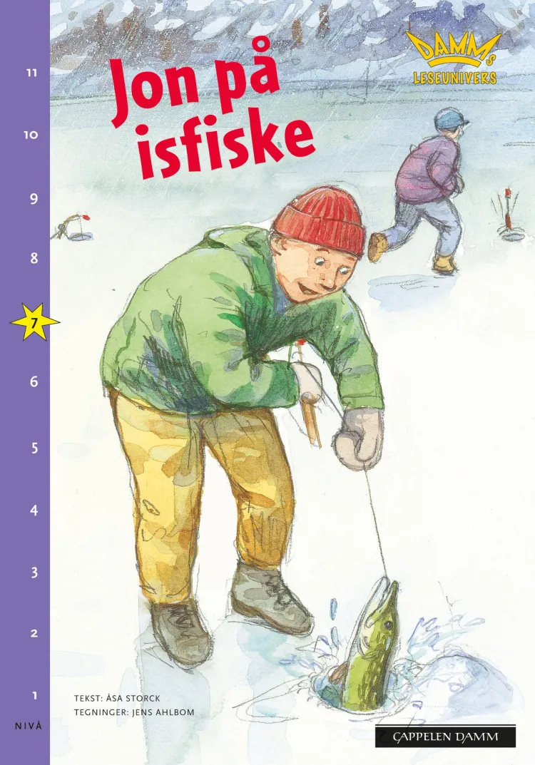 Omslag Damms leseunivers 1: Jon på isfiske av Åsa Storck (Heftet)