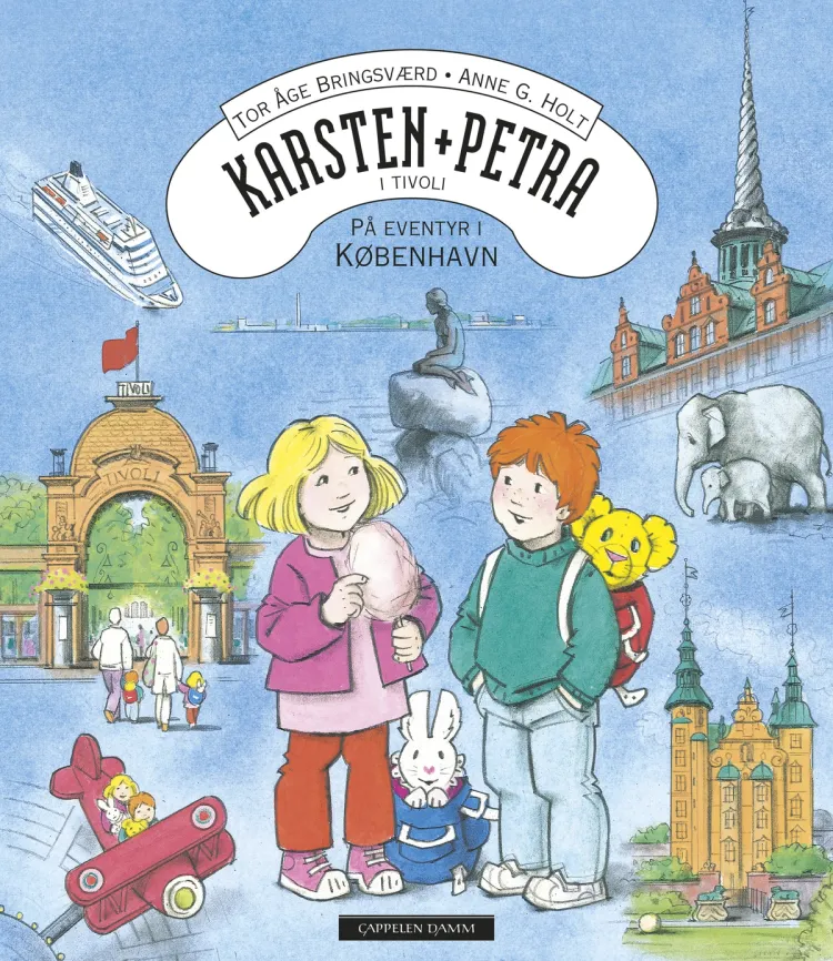Omslag Karsten og Petra i tivoli - På eventyr i København av Tor Åge Bringsværd og Anne G. Holt (Innbundet)