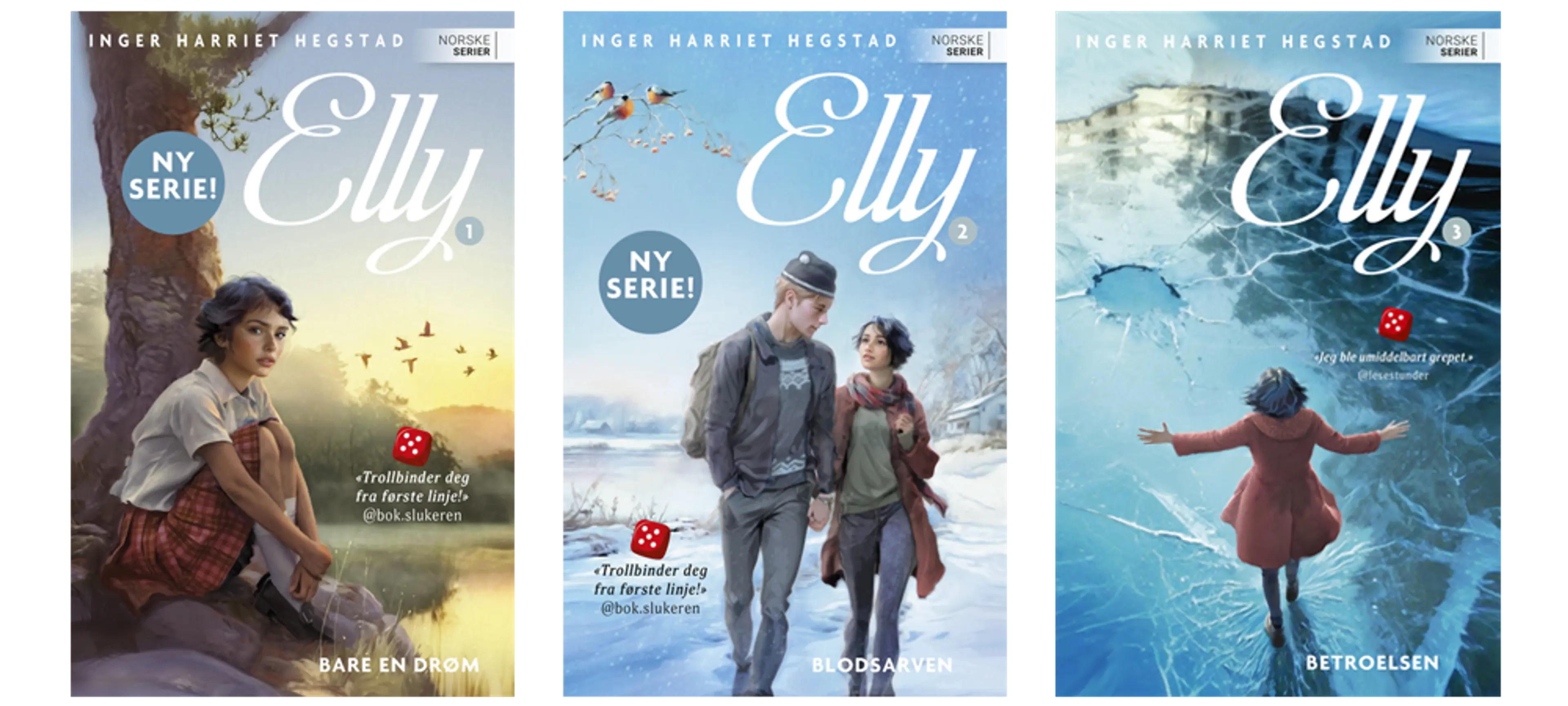 De tre første bøkene i serien Elly
