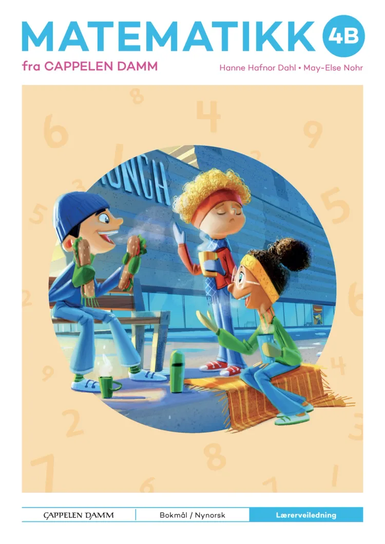 Omslag Matematikk 4B fra Cappelen Damm Lærerveiledning av Hanne Hafnor Dahl og May-Else Nohr (Ukjent)